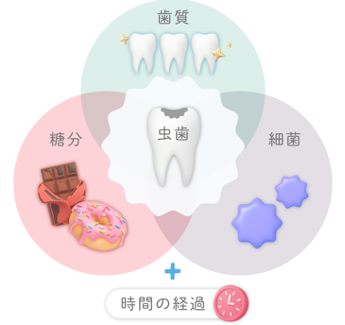 むし歯の原因を表す図解