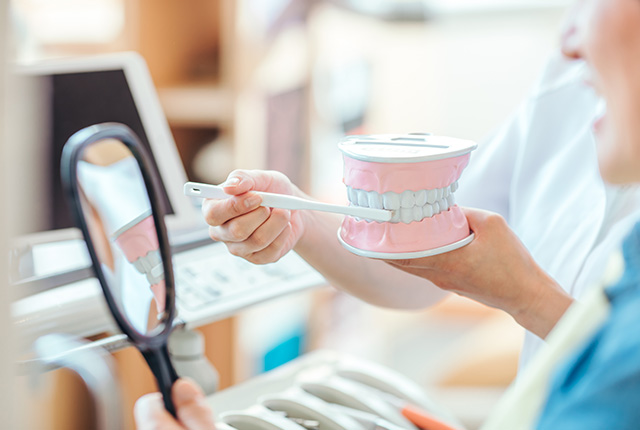 ブラッシング指導の様子